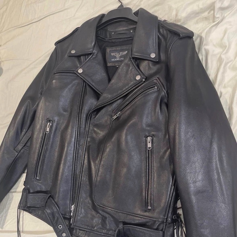 Wilsons Leather Black Biker Jacket